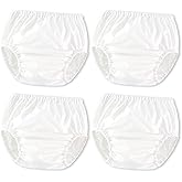 Joyo roy 4Pcs White Diaper Covers for Girls Training Pants Boys Cloth Diaper Cover for Swimming Rubber Training Pants for Toddlers Plastic Underwear for Potty Training Waterproof Rubber Underwear 5T