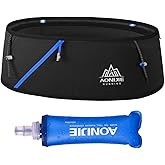 Running Pouch Belt Waist Pack Fanny Bag with 250ml Soft Water Bottle, Bounce Free Fashion Workout Jogging Travelling Money Pocket Belt for Women (Black, Small Size)