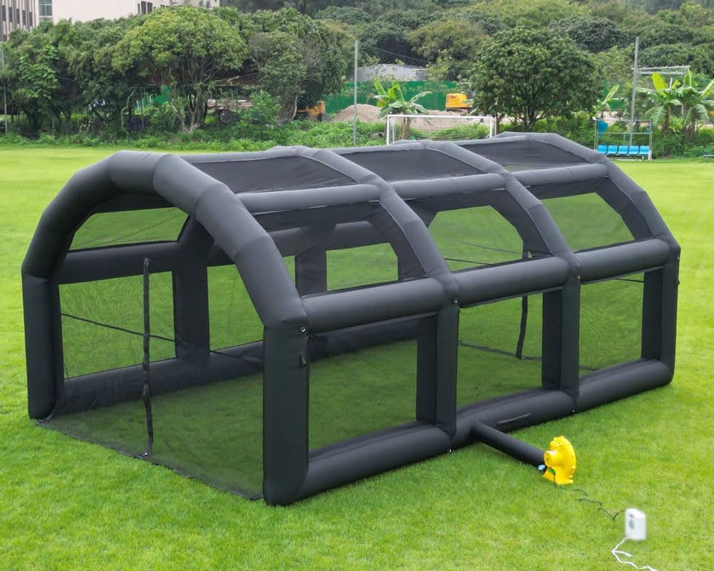Photo 1 of 22ft Long Oxford Inflatable Baseball Batting Cage Baseball with Blower Hitting Bearing Field with Durable Baseball Netting for Club Trainning (Black, 22ft L×15ft W ×10.5ft H)