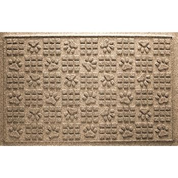 Bungalow Flooring Waterhog Dog Paw Design Doormat, 2' x 3', Indoor/Outdoor, Made in USA, Skid Resistant, Easy to Clean, Catches Water and Debris, Khaki/Camel