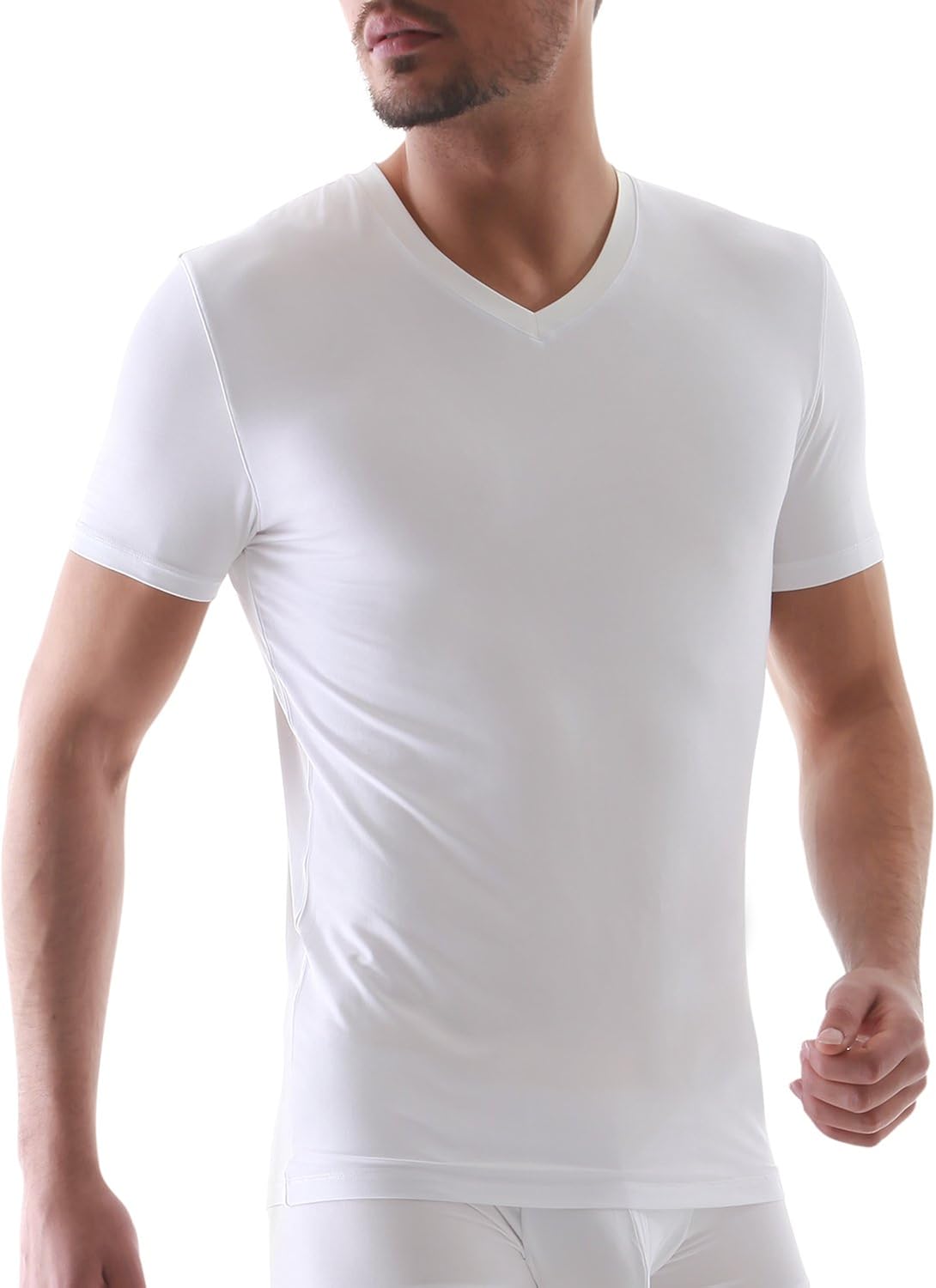 DAVID ARCHY Men's Undershirts Ultra Soft Micro Modal V-Neck Breathable T-Shirts 3 Pack: Clothing