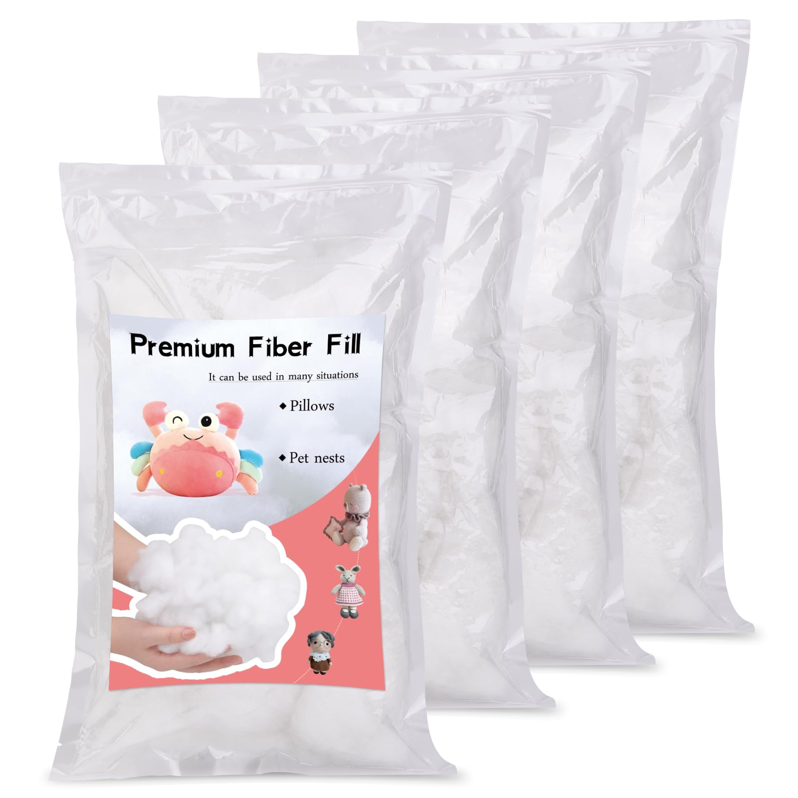 500g Polyester Fiber Filling, Fiber Filling, Super Soft and High Elastic Filling Fiber Stuffing for Small Pillow Cushion Stuffing DIY Crafts Recyclable (500g/17.63 OZ)