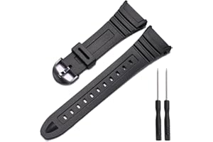 XBDSW Replacement Watch Strap Band Compatible with Casio Men's W-96H W96H-1BV Sport Watch Band Black Rubber Strap