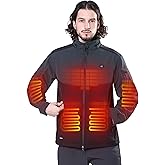 DEWBU Soft Shell Heated Jacket for Men with 12V Battery Pack and Detachable Hood Outdoor Electric Heating Coat