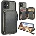ZVE Wallet Case for iPhone 11, Zipper Phone Case with Credit Card Holder Slot Wrist Strap Handbag Purse Protective Case for iPhone 11 6.1