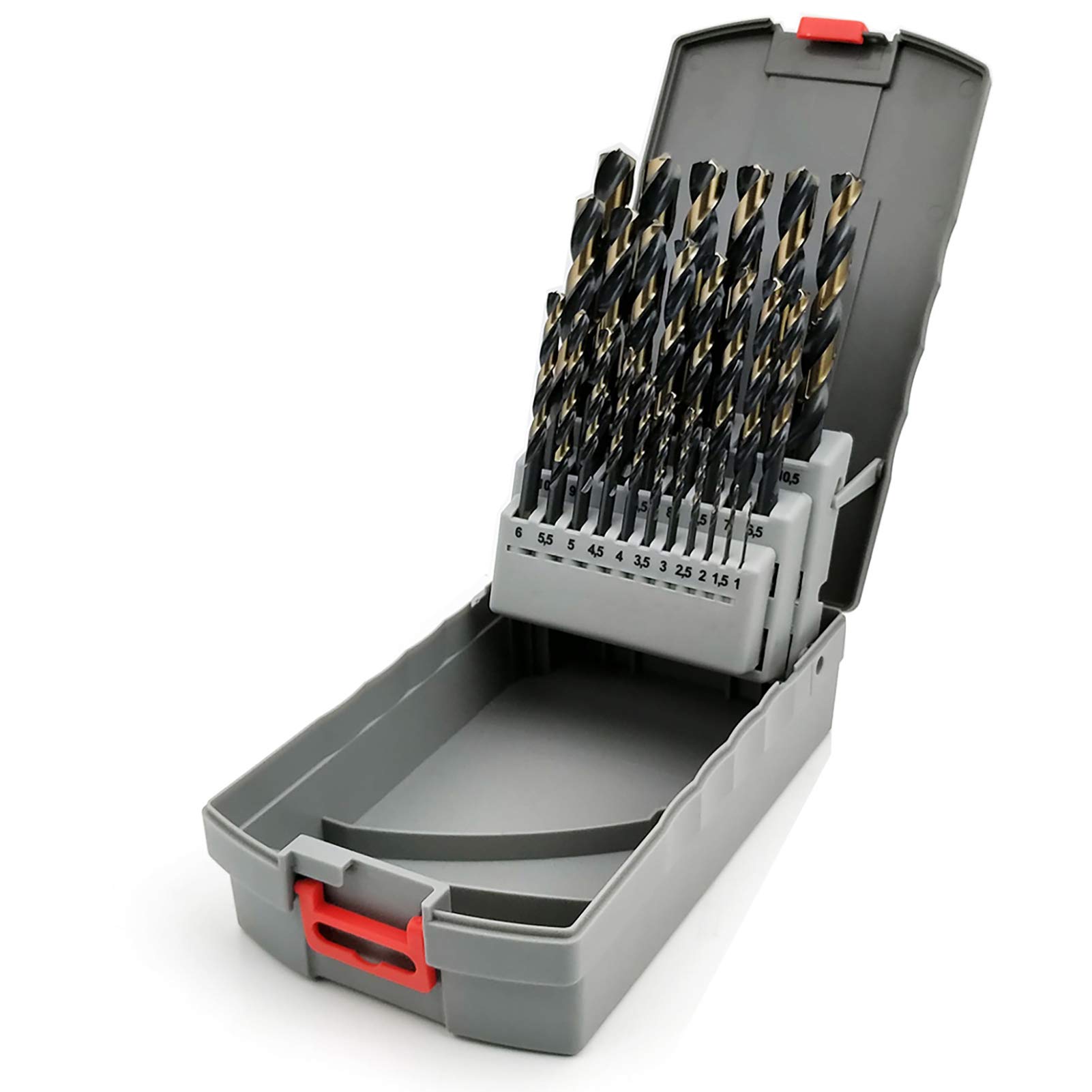 NORTOOLS Drill Bit Sets,25 PCS M2 Turbo HSS-G Metal Drill Bits with Triangle Shank,Self-Centering 135° Tip for Metal,Stainless Steel,Copper with Storage box (1.0-13mm) x0.5mm ﻿