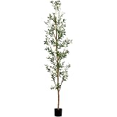 Nearly Natural 8 ft Artificial Olive Tree with Natural Trunk Floor Plant | Lifelike Fruits with Textured Trunks, Durable Nursery Pot Included, Perfect Focal Point for Living Room Decor