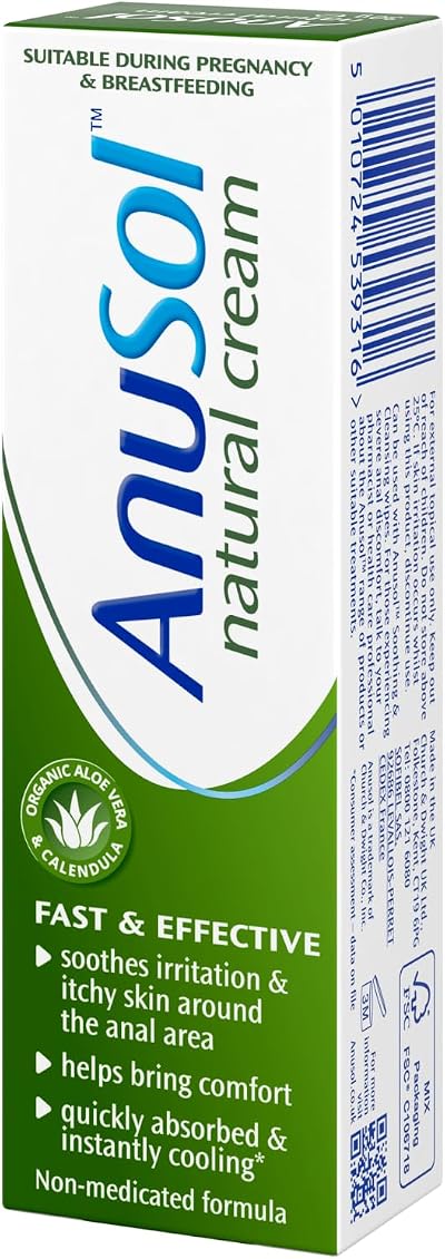 Anusol Natural Cream 30g - Menthol, Witch Hazel, Aloe - External Relief