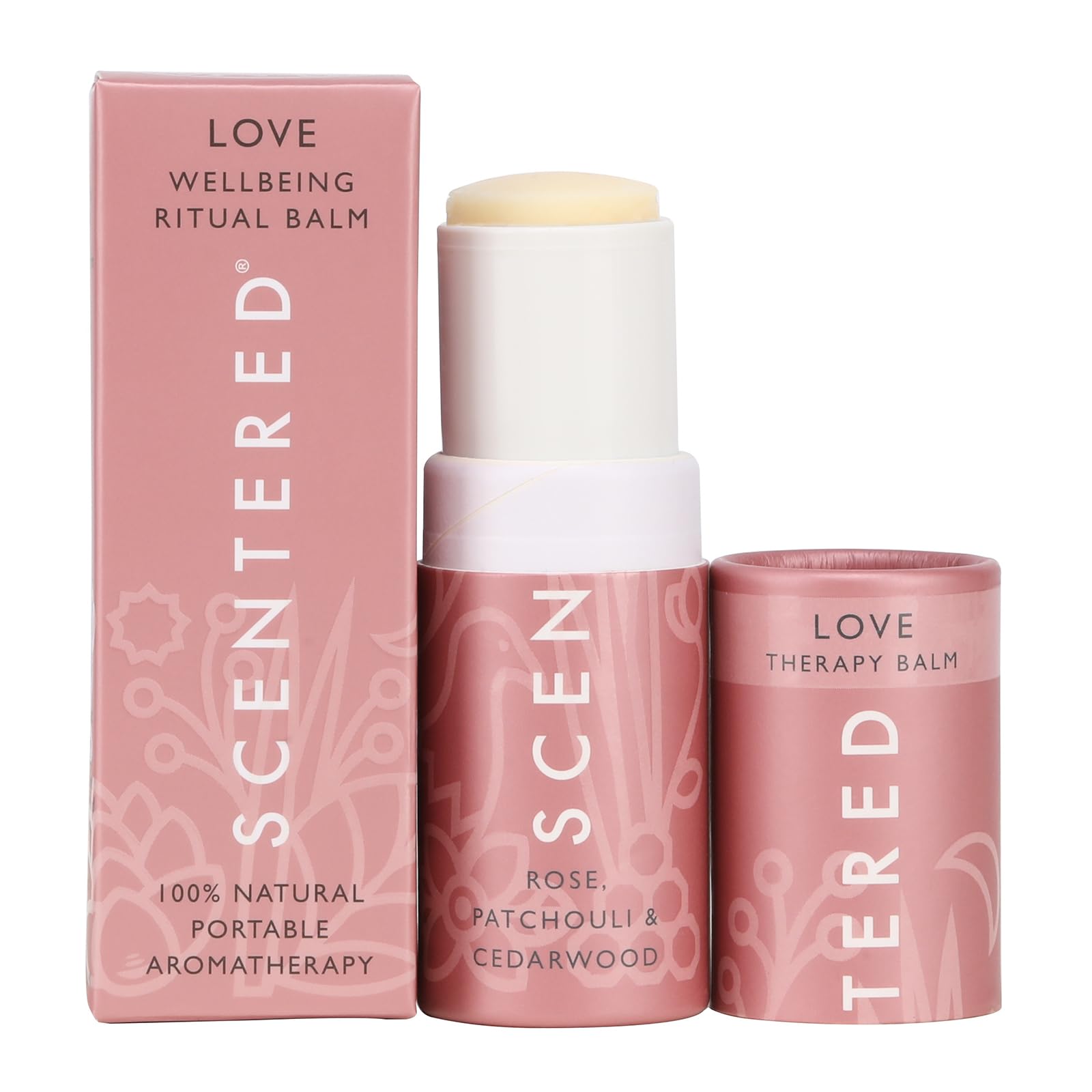 Scentered Aromatherapy Balm Stick - Love - Rose Essential Oils Rub On for Emotional Regulation & Balance - 100% Natural: Rose, Cedarwood, Ylang Ylang - Valentines Gifts for Her