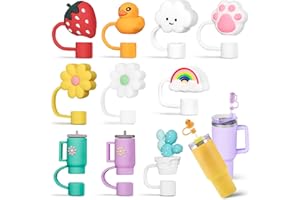 ALKNOT 10pcs Straw Cover Cap for Stanley Cup 30&40 Oz, Tumbler Shape Straw Lids Silicone Straw Topper Straw Tips Cover Reusable Straw Plugs Soft Cute Straw Dispenser Tips for 8-10 mm Stanley Cups Straws