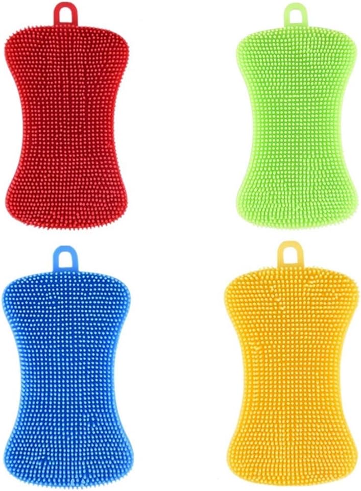 N\A 4Pcs Silicone Dish Sponge Antibacterial Multicolor Kitchen Silicone