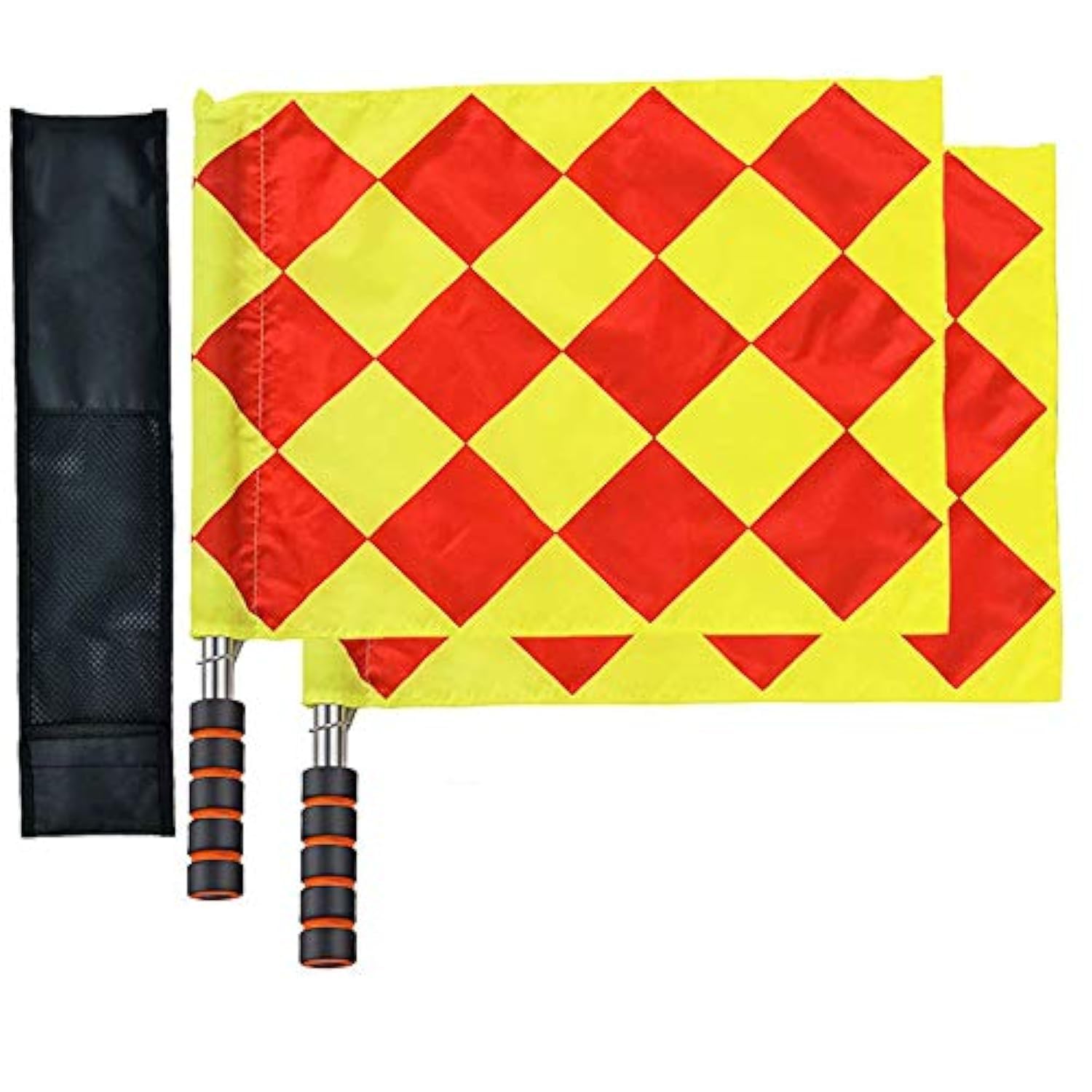 Wrzbest Football Soccer Linesman Referee Flags,Metal Pole Foam Handle with Carrying Tote (Soccer Referee Flags)