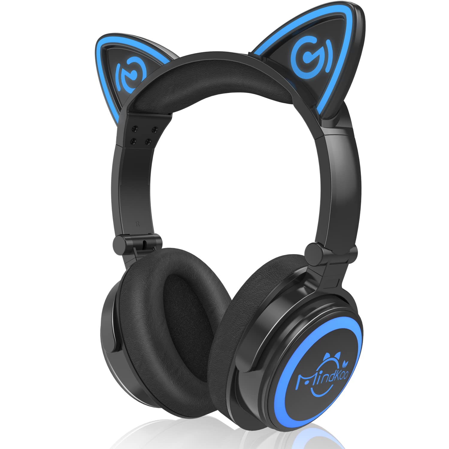 Photo 1 of MindKoo Cat Ear Bluetooth Headphones with Microphone, LED Light Up Over Ear Headphones, Volume Control and Foldable Headset for Tablet/PC/iPad/Cell Phones, Gift for Kids Boys & Girls