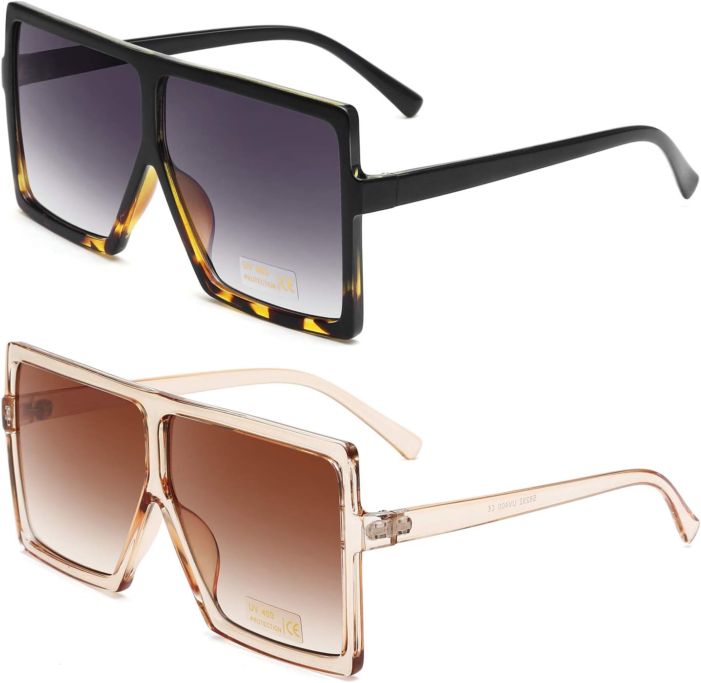 GRFISIA Square Oversized Sunglasses for Women Men Flat Top Fashion Shades