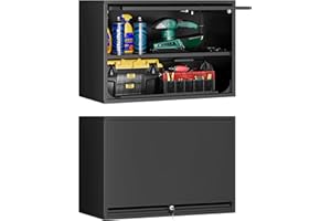 Letaya Metal Wall-Mount Garage Cabinet, Metal Tool Cabinet with Lockwith Doors and with Adjustable Shelf, Hanging Garage Cabi