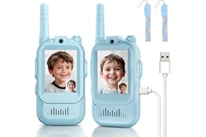 MINIBEAR Video Walkie Talkies for Kids, Handheld 2 Pack Rechargeable Video Intercom Kids Walkies Talkies, Indoor Outdoor Toys for Family Games, Outside, Camping, Hiking for Boys Girls Ages 3-12 (Blue/Blue)
