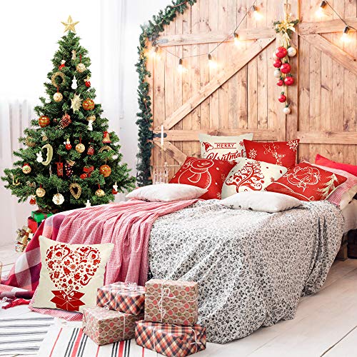 HINZER 6 PCS Christmas Pillow Covers 18 X 18 inch Christmas Decorations Christmas Throw Pillow Covers Decorative Throw Pillow Cases Cushion Covers for Holiday Indoor Home Décor Sofa Living Room Cars