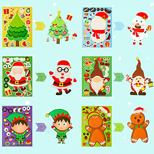 LOVESTOWN 40 PCS Kids Christmas Activities Stickers, Christmas Party Games Stickers Make Your Own Christmas Stickers Christmas Games Supplies for Window Decor