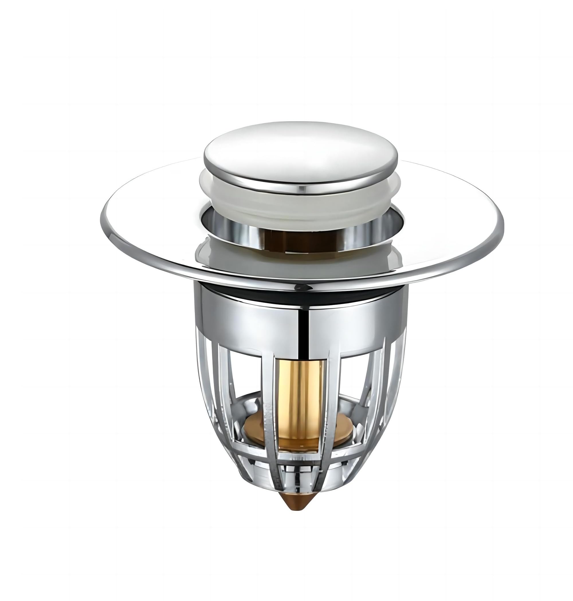 Qrity 1Pcs Stainless Steel Pop Up Basin Plug, Sink Plug Replacement, Brass Bounce Core Push-Type Drain Plug with Filter Screen, for Kitchen and Bathroom