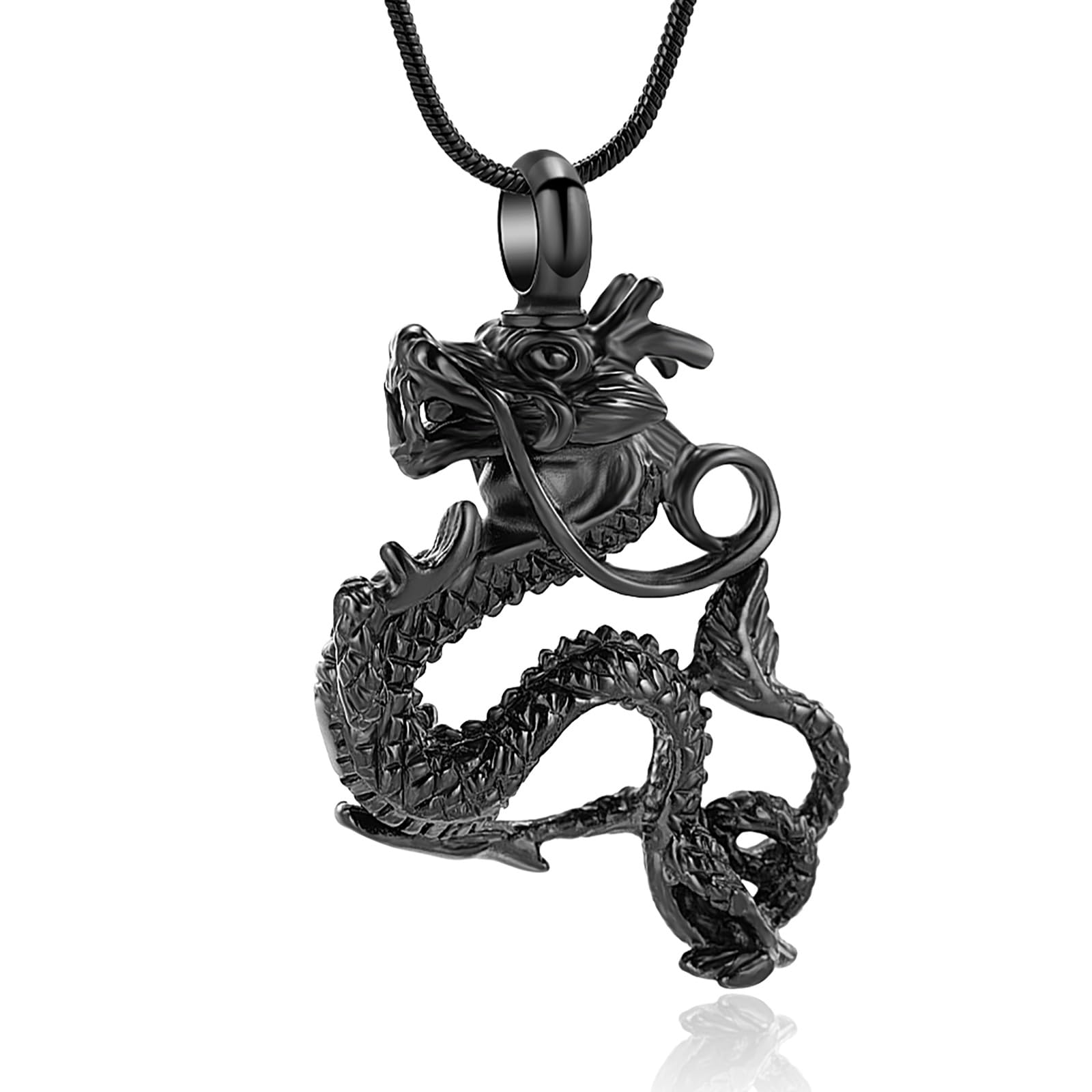Cremation Jewelry for Ashes Stainless Steel Dragon Urn Necklace Keepsake Human Pet Ashes Holder Memorial Pendant for Women Men
