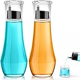 VITVITI Glass Mouthwash Dispenser for Bathroom, 8.8OZ Mouth Wash Container Bottle with Lid Cup, Small Clear Refillable Mouthwash Dispenser Decanter for Countertop, Set of 2, Black