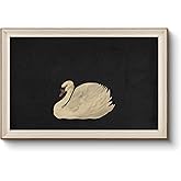 VIYYIEA Framed Wall Art for Living Room, Swan Art Canvas Prints, Vintage Home Decor, Animals Painting Picture, Bathroom Wall Decor Gifts for Friends or Family - 36L x 24W