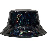 MILAKOO Rave Hologram Metallic Bucket Hat Reversible Cap Reflective Waterproof Rain Fisherman Hat