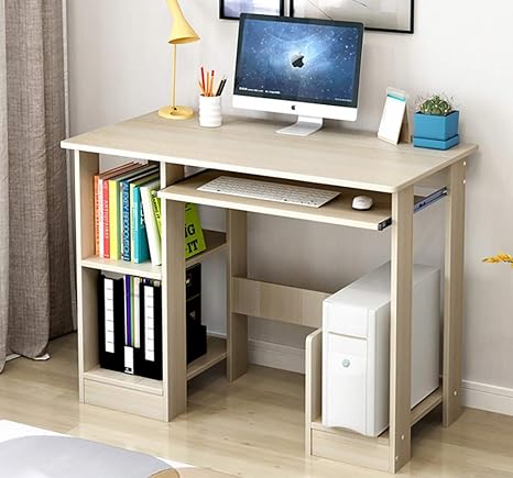 Amazon Co Jp パソコンデスク 小さいスペースのため パソコンラック Pc ノート パソコン テーブル モダンなスタジオ デスク レトロな学生係 木材 棚 ワークステーション G 90x40x70cm 35x16x28in ホーム キッチン