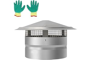 BEWAVE 8" Chimney Cap, Chimney Cover with Screen Adjustable Round Roof Cone Top Fireplace Exhaust Cap Stainless Steel for Vent