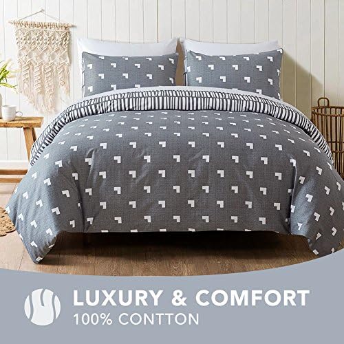 Meiz Duvet Cover Set - 1 Duvet Cover and 1 Pillowcase - 300 Thread Count Quilt Cover Twin Cotton - Reversible Hypoallergenic Bedding Set - with Zipper Ties
