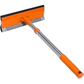 Conliwell 2 in 1 Car Windshield Squeegees with 15.3"-23.6" Retractable Stainless Steel Handle, Auto Glass Wiper Kit, Supplies Suitable for Trucks, SUVs, RVs Window, Orange