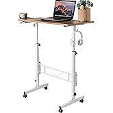 SIDUCAL Small Standing Desk Adjustable Height, Small Mobile Stand Up Desk with Wheels, Rolling Desk for Standing or Sitting, Portable Computer Desk for Walking Pad