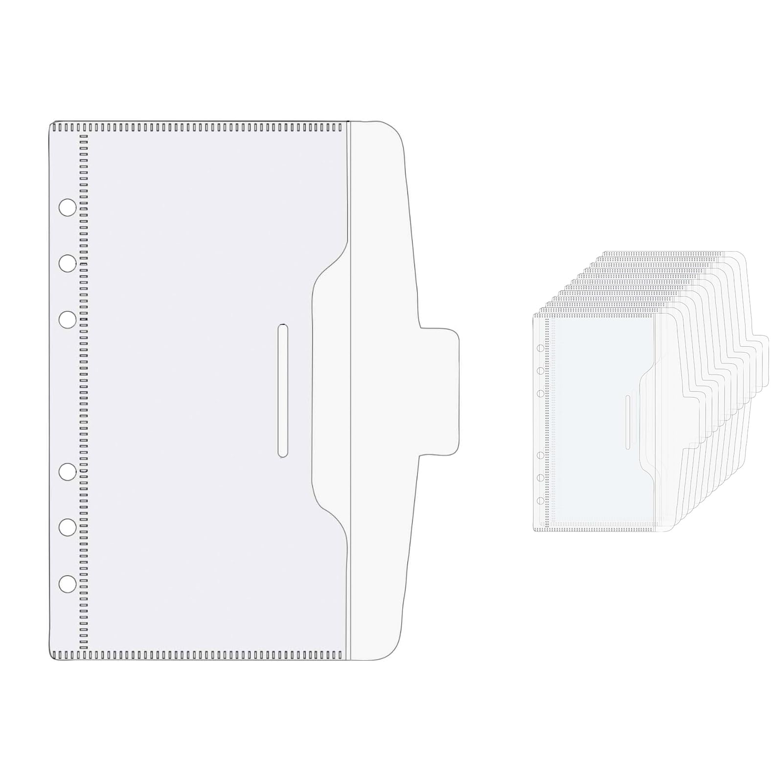 NatSumeBasics 12 Zipless Cash Envelopes with Lids A6 Binder Pockets Frost PP Planner Inserts Sheet Protectors for 6 Ring Binders Organizer Accessories (A6)