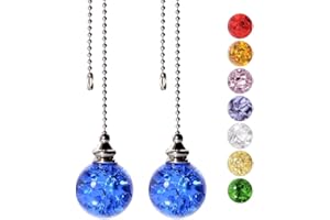 SUR-CIEL 2PCS Ceiling Fan Pull Chain, Ceiling Fan Pull Chain Extension, Pull Chains for Ceiling Fans and Lights, Ceiling Fan Pulls, Light Pull Chain with 21 Inches Ball Beaded Pull Chain, Blue