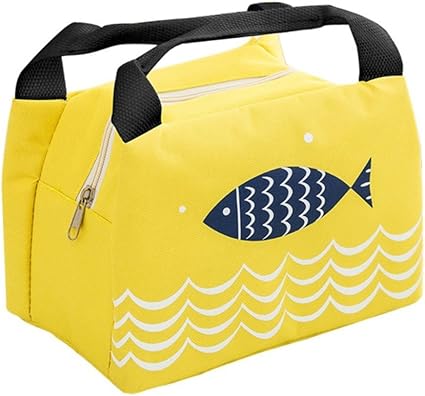 Freessom Sac Isotherme Repas Dejeuner Femme Enfant Fille Garcon Poisson Mer Ocean Kawaii Bag Emporter Portable Chaud Froid Zip Lunch Box Original Organiseur De Voyage Camping Pique Nique Jaune Amazon Fr Cuisine Maison