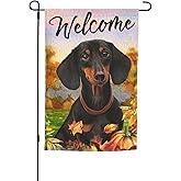 Dachshund Fall Pumpkin Fall Dog Garden Flag Welcome Party Outdoor Outside Decorations Picks Home House Garden Yard Decor 12x18 Inch