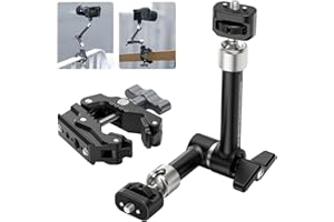 ULANZI SELECT ULANZI R011a Camera Super Clamp Magic Arm - 10in Adjustable Articulating Friction Magic Arm with Universal 1/4" & 3/8" Thread 1/4" Thread Super Clamp Camera Mount for LED Light/Microphone/Video Rig