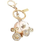 MONNEL Bling White Princess Pumpkin Carriage Crystal Lobster Claps Keychain MZ881-2