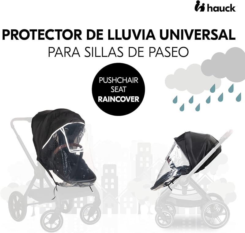 Plastico Lluvia Silla Paseo Universal, Burbuja de Lluvia Universal, Protector de Lluvia con Borde Reflectante, Ventana, Fácil colocación, Transparente