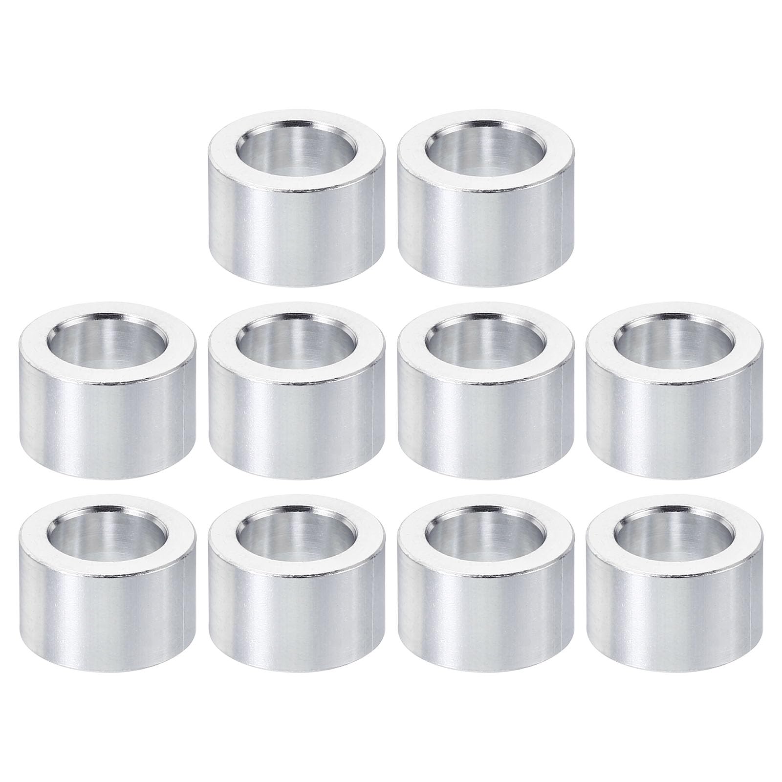 PATIKIL M10 Aluminum Spacers, 10 Pcs Metal Spacer Aluminum 10.2mm ID x 16mm OD x 10mm L Aluminum Spacer Screw Standoff Round for 3/8" M10 Screw Bolts