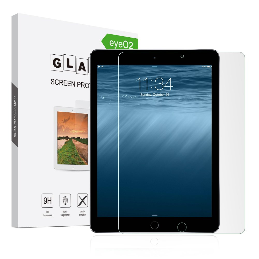 EyeO2 for iPad Mini 4 Screen Protector, 9H Tempered Glass for Apple iPad Mini 4 7.9 Inch 3D Round Edge Tablet Computer Screen Guard Film Bubble-Free, Fingerprint-Free &Anti-Scratch Protector