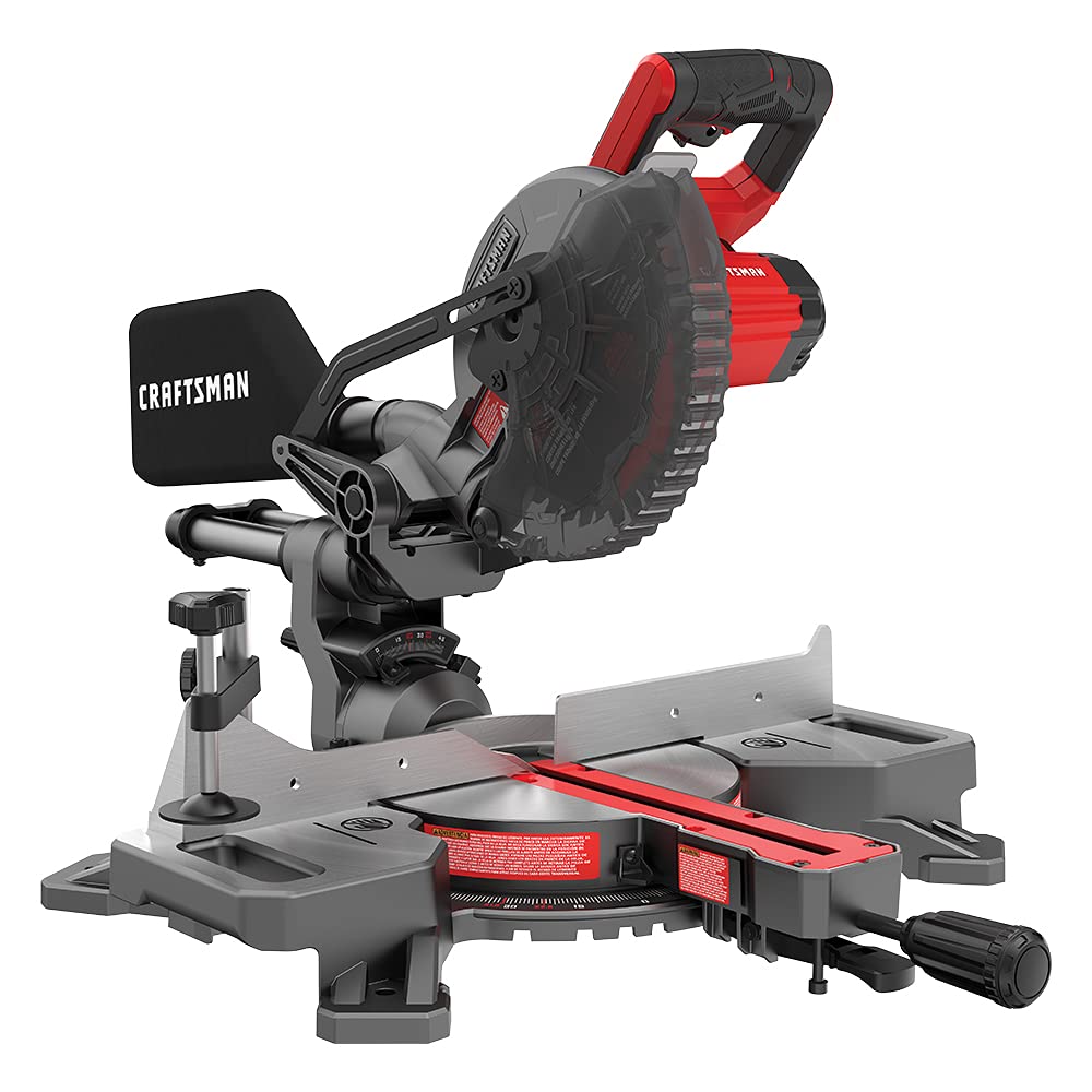 CRAFTSMAN V20 Sierra ingletadora deslizante inalámbrica, 7-1/4 pulgadas, bisel único, batería y cargador incluidos (CMCS714M1)
