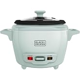 BLACK+DECKER 3-Cup Rice Cooker with Ceramic Pot, Surf Spray | Compact rice cooker with ceramic nonstick pot, automatic keep warm and one-touch operation.