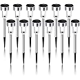 Solar Lights Outdoor Waterproof, Stainless Steel LED Landscape Lighting Outdoor Solar Lights for Outside Solar Garden Lights for Pathway, Walkway, Patio, Yard, Lawn - 12 Pack ( Cold White )
