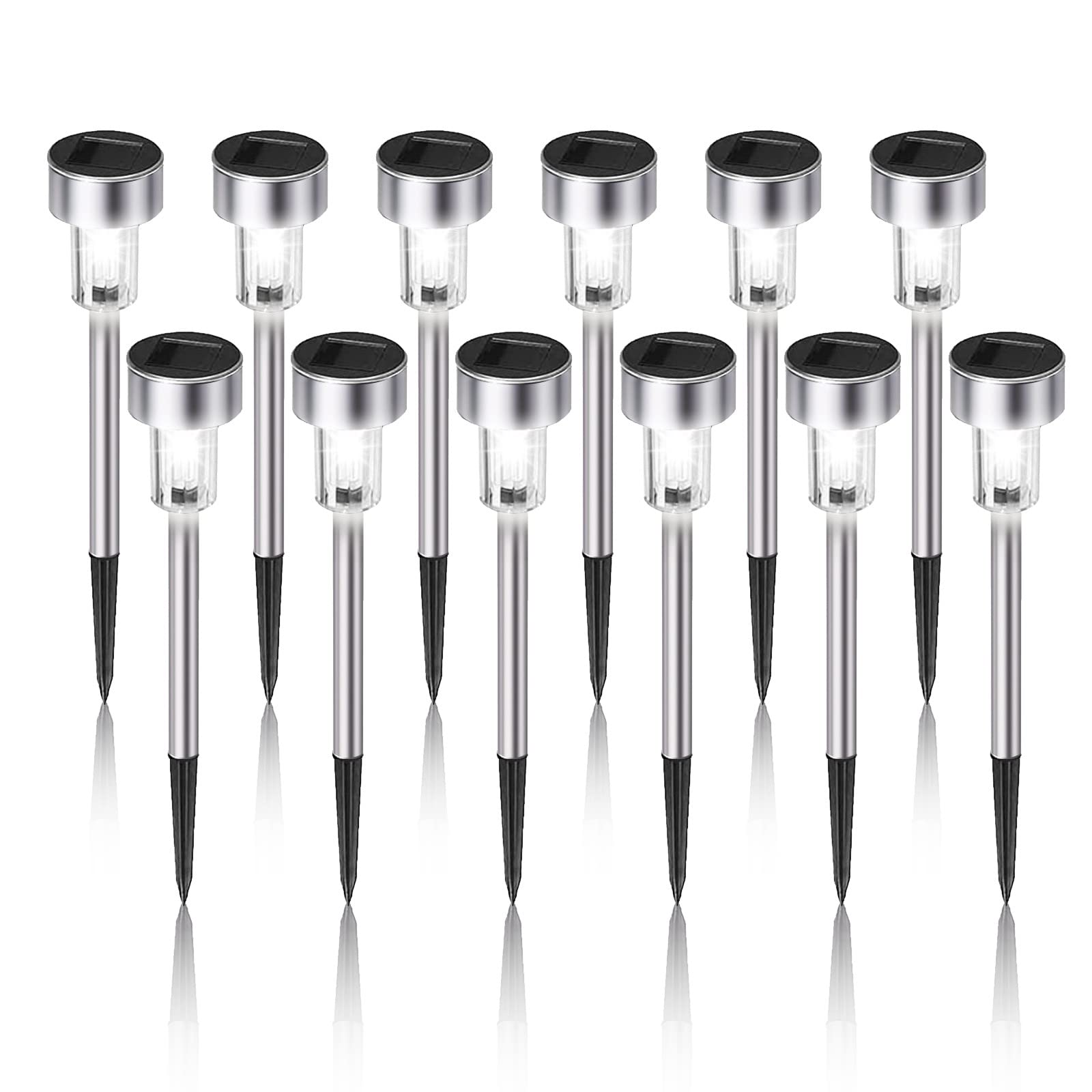Photo 1 of Solar Lights Outdoor Waterproof, Stainless Steel LED Landscape Lighting, Solar Garden Lights Solar Powered, Outdoor Solar Lights for Yard, Pathway, Walkway, Patio , Lawn - 12 Pack ( Cold White )