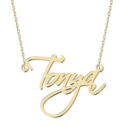 UMAGICBOX Personalized Tonya Name Necklace 18K Gold