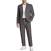 COOFANDY Men's 2 Piece Linen Suits Set Regular Fit Casual Linen Lightweight Suit Summer Beach Wedding