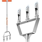 Manual Lawn Core Aerator for Compacted Soil with Non-Clogging Hollow Tines | Pulls Soil Plugs Easily, Bend-Resistant Steel Frame, Wide Foot Pedal, Replaceable Tines, Ideal for Clay Soil - Orange