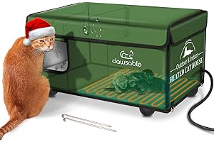 JLSAME Heated Cat House for Outdoor Cat in Winter | Weatherproof Heated Cat Shelter Kitty Bed with Pet Heating Pad | Waterproof & Elevated & Insulated Feral Cat House | Warm Home for Outside Stray Barn Cat