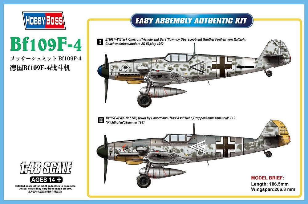 Hobbyboss 1:48 Scale BF109 F4 Model Kit (Grey)